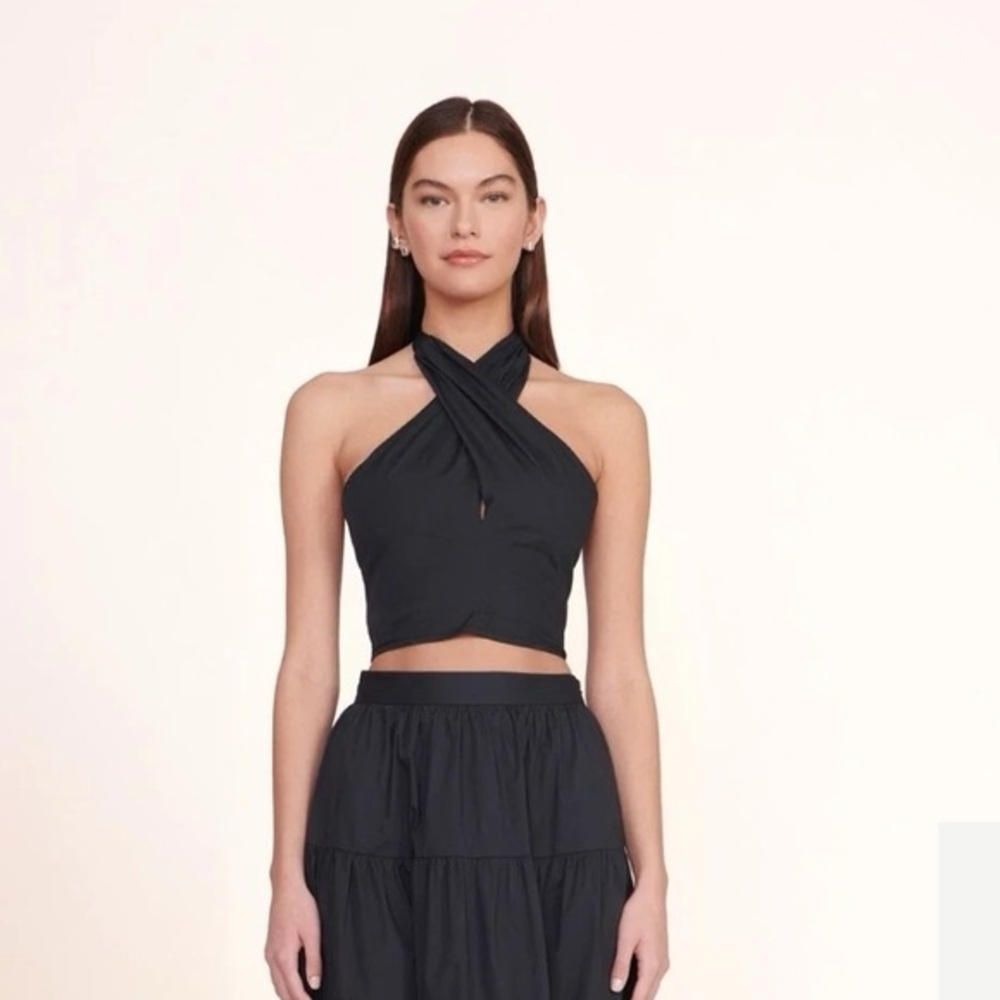 STAUD Elegant Black Twist Crop Top